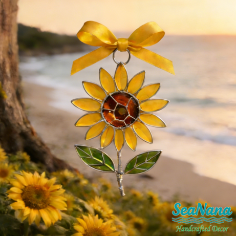💐Handcrafted Sea Glass Flower Sun Catchers