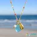 The Ocean Muse Collection: Colorful Enamel & Sea Glass Charm Necklaces